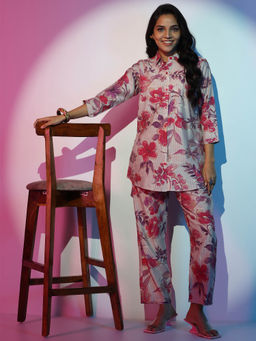 Libas - Mauve Floral Printed Co-Ord (Set of 2)