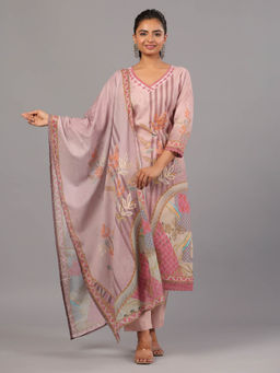 Amchoor - Mauve Digital Print Kurta Pant & Dupatta (Set of 3)
