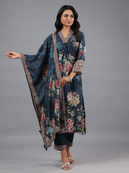 Amchoor - Blue Digital Print Kurta Pant & Dupatta (Set of 3)