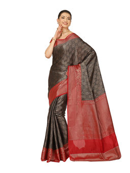 Banarasi Silk Works - Women Black Katan Saree with Unstitched Blouse