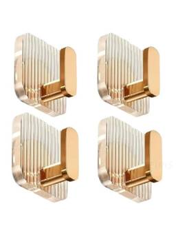 Awestuffs - Premium Transparent Acrylic Wall Hook(Gold) (Pack of 4)