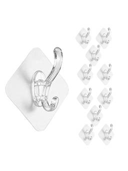 Awestuffs - Multi-Purpose Waterproof Self Adhesive Hanger Hook (Pack Of 10)