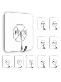 Awestuffs - Flower Hooks for Wall Without Drilling (Pack Of 10)