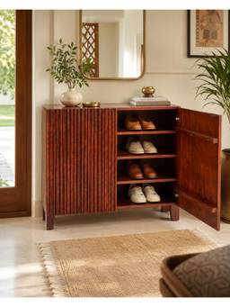 THEGASBH - Crafted From Premium Solid Acacia Wood Shoe Rack