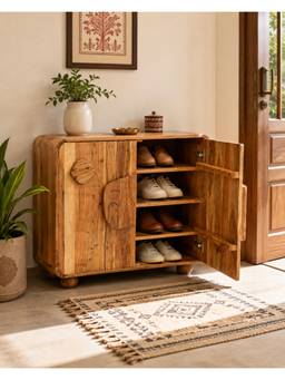 THEGASBH - Crafted From Premium Solid Acacia Wood Shoe Rack