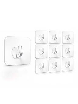 Awestuffs - Long Hooks for Wall Without Drilling (Steel, Golden) (Pack Of 10)