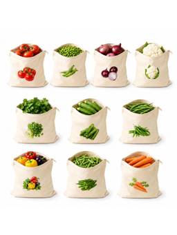 Awestuffs - Reusable Cotton Vegetable Bags (Pack Of 10)