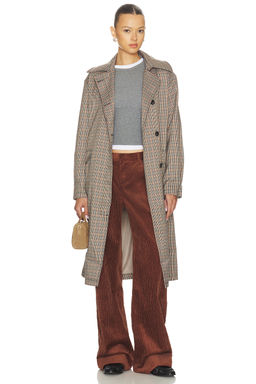 ALL THE WAYS - Starling Trench Coat in Brown Plaid