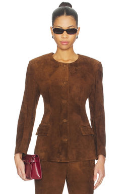 AEXAE - Leather Suede Padded Contour Blazer