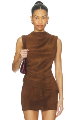 AEXAE - x REVOLVE Leather Suede Ruched Top