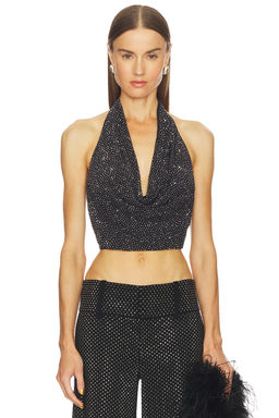 Alice + Olivia - Dani Embell Deep Cowl Tie Halter Top