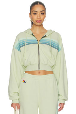 Aviator Nation - 5 Stripe Cropped Zip Hoodie