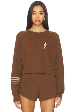 Aviator Nation - Bolt Rugby Stitch Cropped Crew Sweatshirt