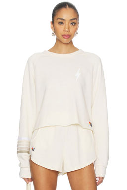 Aviator Nation - Bolt Rugby Stitch Cropped Crew Sweatshirt