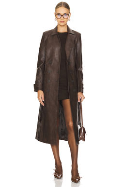 Bardot - Faux Leather Trench Coat