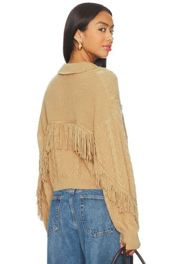 Central Park West - Elyse Cabled Fringe Sweater Cardigan