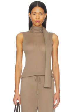 Enza Costa - Tissue Cashmere Sleeveless Scarf Sweater