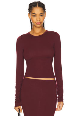 Eterne - Fitted Crewneck Long Sleeve Soft Jersey T-Shirt