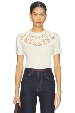 FRAME - Lace Gathered Sweater