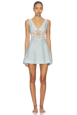 For Love & Lemons - Bluebird Jacquard Mini Slip Dress