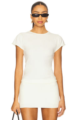 Frankies Bikinis - Baylee Cloud Knit Tee in Soft Vanilla