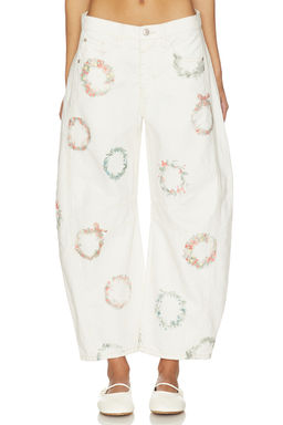 Free People - x We The Free Good Luck Printed Barrel In Watercolor Wreath