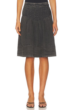 Free People - Peyton Pintuck Skirt In Washed Black