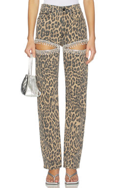 Good American - Leopard Good Icon Straight Diamond Jeans