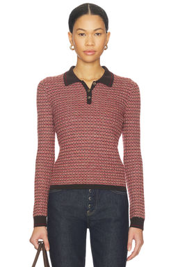 Guest In Residence - Chevron Long Sleeve Shrunken Polo Top