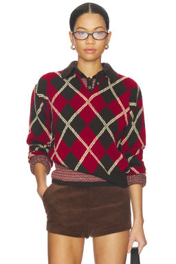 Guest In Residence - Collegiate Argyle Polo Top