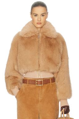 Helsa - Faux Fox Bomber Jacket