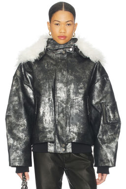 Jaded London - Xl Faux Fur Collar Bomber Jacket