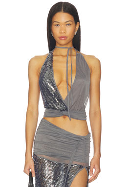 Jaded London - Sequin Mesh Twist Top