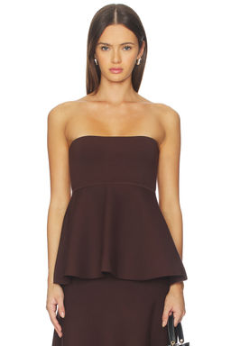 Line & Dot - in Brown Kingston Knit Peplum Top