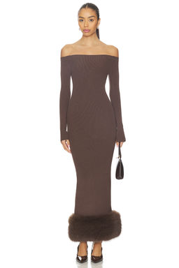 Lovers and Friends - Ling Off The Shoulder Faux Fur Detail Dress