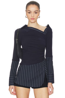 MARRKNULL - Faux Tow-piece Spliced Top