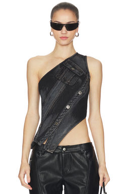 MARRKNULL - Asymmetric Denim Top