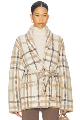 NAADAM - Super Luxe Plaid Jacquard Wrap Coat