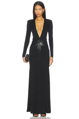 The New Arrivals by Ilkyaz Ozel - Azure Crystal Embellished Maxi Dress