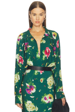 Norma Kamali - Super Oversized Boyfriend Shirt Bodysuit