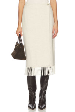 POLO RALPH LAUREN - Fringe Herringbone Wrap Skirt