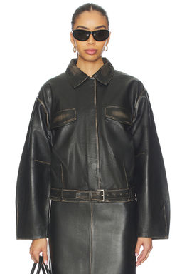 St. Agni - Brushed Leather Belted Jacket