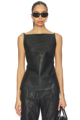 St. Agni - Leather Square Neck Top