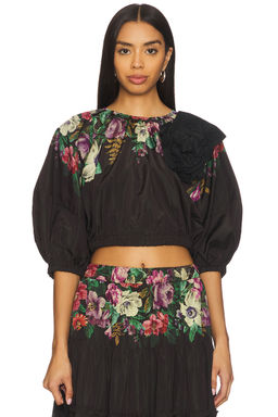 SEA - Viktoria Print Bubble Cropped Top