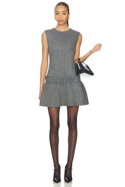 self-portrait - Herringbone Flared Mini Dress