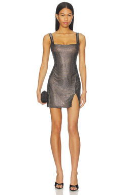self-portrait - Rhinestone Mesh Mini Dress