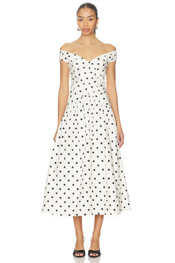 self-portrait - Polka Dot Cotton Midi Dress