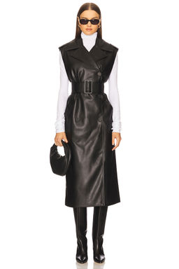 Susana Monaco - Sleeveless Faux Leather Sleeveless Trench