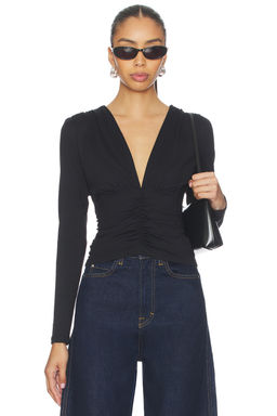 Susana Monaco - Gathered V Long Sleeve Top Top