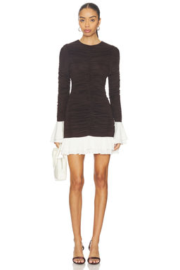 ROTATE - Mini Ruched Long Sleeve Dress